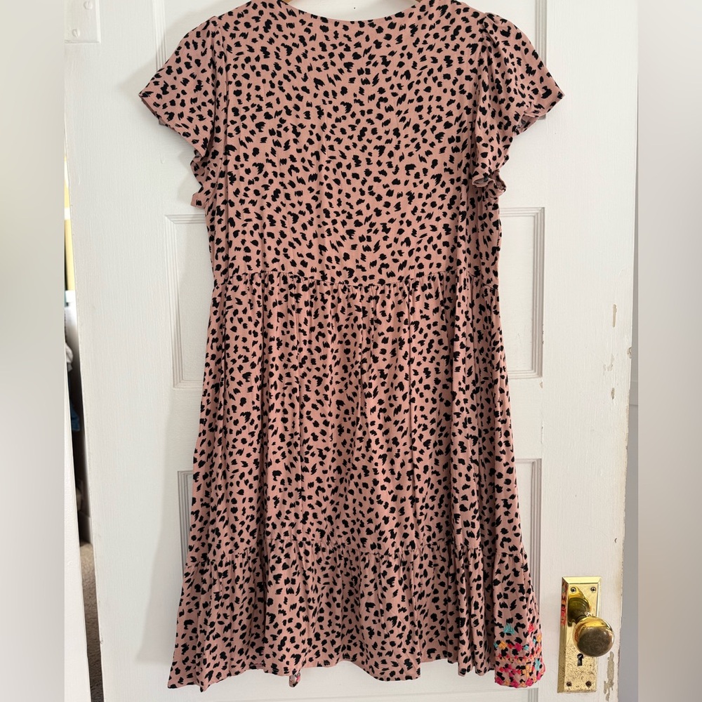 Savanna Jane Pink and Black Leopard Print Patterned  Dress Small Boho NWT - Picture 6 of 9